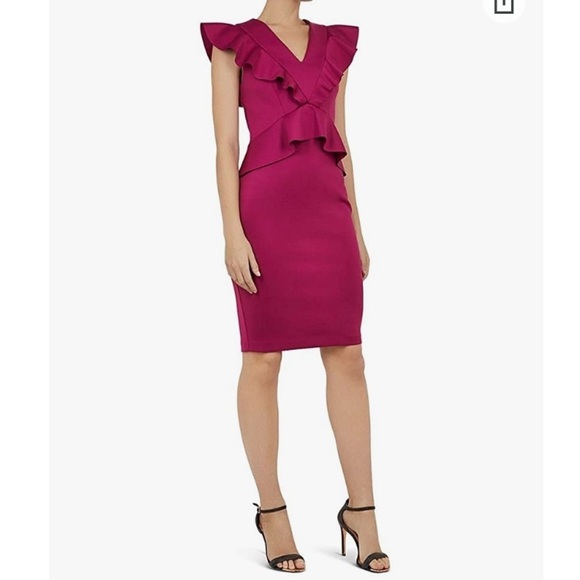 NWT Ted Baker London Alair Ruffle Peplum Pencil Dress Size 5 - Picture 1 of 17